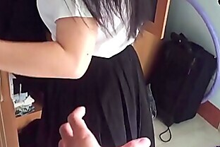 Short hair Schoolgirl doing Foot fetish
